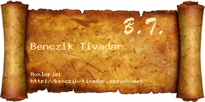 Benczik Tivadar névjegykártya